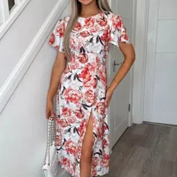 fashion street london Women Wrap Pink, Pink, White Midi/Calf Length Dress-picture-40