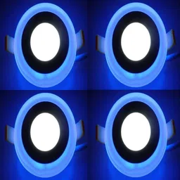 galaxy 6 watt (3+3) LED Round Panel Light Ceiling POP Down Indoor Light LED 3D Effect Lighting (Double Color)Blue & White pack of 4 Recessed Ceiling Lamp-picture-12