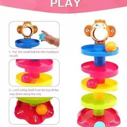 sr toys Roll Ball Toy for Kids with 5 Layer Ball Drop and Roll Swirling Tower for Baby image 3