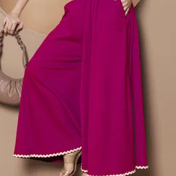 zwerlon Women Relaxed Pink Polyester Trousers image 1