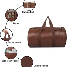 limra 10 L Gym Duffel Bag - Water Resistant Premium Quality Duffel Bag - Brown image 4