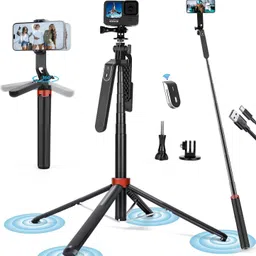 Adofys Adoofys wireless bluetooth Extendable tripod+selfie stick Tripod (Black, Supports Up to 500 g) Tripod-picture-25
