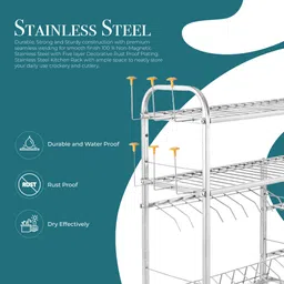 l livilon Utensil Kitchen Rack Kitchen Rack Steel Wall Mount Kitchen Dish Rack Plate Stand 31x30 inch Steel image 5