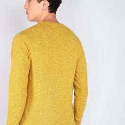 u.s. polo assn. Men Solid Round Neck Yellow Sweater image 4