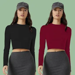 Pack of 2 Casual Regular Sleeves Solid Women Maroon Top-image-63