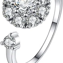 maatrchaaya Rotating Fidget Ring Silver Crystal Silver Plated Ring-picture-20