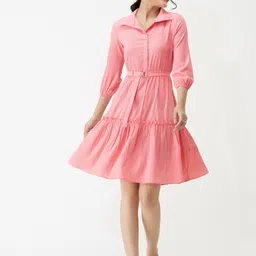 aask Women Peplum Pink Above Knee/Mid Thigh Length Dress-picture-15