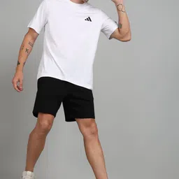 adidas Men Solid Round Neck Polyester White T-Shirt image 2