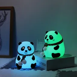 finaro Cute Panda Silicon Night Lamp USB Rechargeable 7 Color Changing For Kids Night Lamp image 2