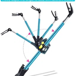 qpets Retractable Fishing Rod Holder with Ground Nail Stand Adjustable Length Retractable Fishing Rod Holder with Ground Nail Stand Blue Fishing Rod image 2