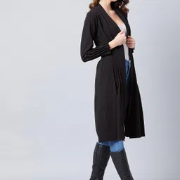 iuga Women Longline Full Sleeve Black Shrug image 4