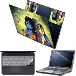 Anweshas 4 in 1 Combo Pack with Laptop Skin Sticker Decal, Palmrest Skin, Screen Protector, Key Guard for 15.6 Inch Laptop - Cute Radha Krishna Combo Set-picture-15