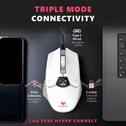 EVOFOX Banshee 2 Tri-Mode 12000 DPI Pixart Sensor LCD Display Programmable Wireless Ergonomic Optical Gaming Mouse with Bluetooth image 3