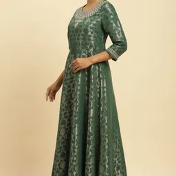 Floral Print Rayon Blend Stitched Flared/A-line Gown image 2