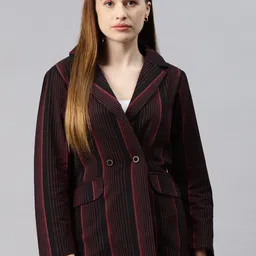 cottinfab Women Striped Double Breasted Casual Blazer image 1