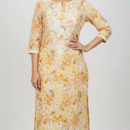 shanskriti Women Floral Print Chanderi A-line Kurta-picture-29