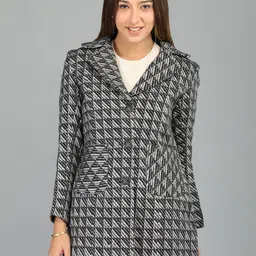 honnete 100 % Polyester Checkered Coat For Women image 4
