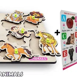 shalafi 3D Books+Learning Toys Jigsaw puzzle Wooden Animals Name matching Puzzle Board-picture-10