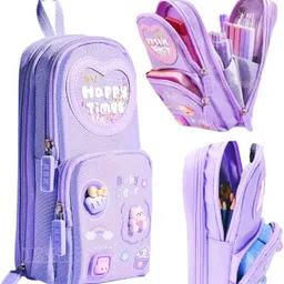 shiroya brothers 3 Layer Soft Pencil Pouch School Stationery Large Capacity Pouch for kids Strap Art EVA Pencil Box-picture-26