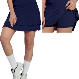 mehrang Women Solid Skorts Dark Blue Skirt image 1