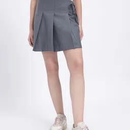 glitchez Women Solid A-line Grey Skirt image 2