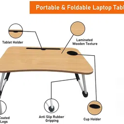 flashkitch Multipurpose Foldable with Cup Holder, Study , Bed Wood Portable Laptop Table image 4