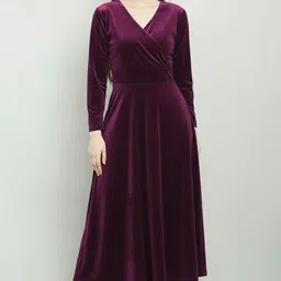 true westies Women Fit and Flare Purple Maxi/Full Length Dress-picture-29