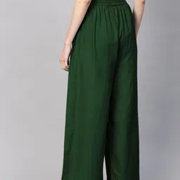 go gazab Women Regular Fit Dark Green Viscose Rayon Trousers image 2