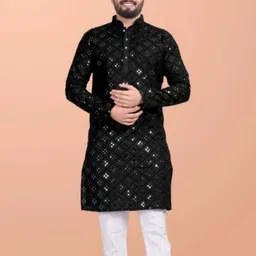 mahek Men Embellished Cotton Blend A-line Kurta-picture-24