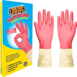 bear grips Supreme Natural Latex Rubber cotton flocklined Dish Washing Gloves, Cleaning Gloves, Hand Gloves for home, gardening and outdoor use Wet and Dry Glove-picture-21