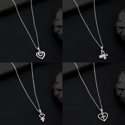 combo pendant for girls Silver, Rhodium Diamond Silver, Alloy Pendant-image-30