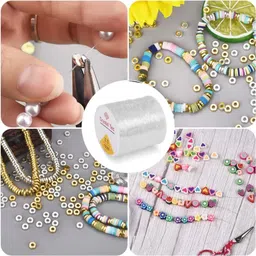 rarehaunt Crystal Elastic Transparent Thread Beading Jewellery Craft 0.5 mm- 100 M -1 Roll White Beading Wire image 3