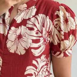 assamica Women Fit and Flare Maroon, Beige Midi/Calf Length Dress image 3