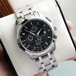 fenton watches -Black::Black Analog Watch - For Men Frenk Time Deesal Steel_Tshort New Black image 2