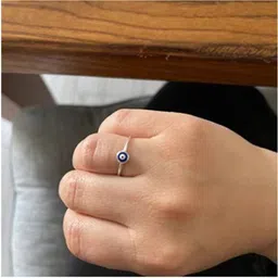 chopra gems Evil eye Stone Ring Natural Protection evil eye stone Brass Crystal Silver Plated Ring-picture-26