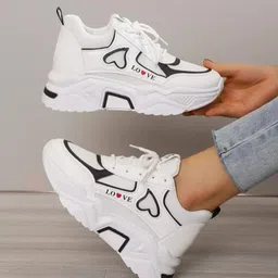White New Stylish Look Comfortable Casual Shoes Womens And Girls Running Shoes For Women-image-5