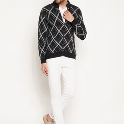 duke Men Printed High Neck Black Sweater image 5