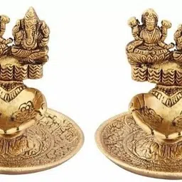 anil job works Laxmi Ganesh Diya For Pooja Table Set (pack of 2) Aluminium Aluminium (Pack of 2) Table Diya Set-picture-21