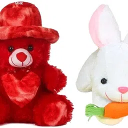 RED ROSE & RABBIT Stuffed toys for Kids - 18 cm-image-24