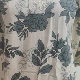 avvyanin Women Self Design, Floral Print Cotton Rayon Straight Kurta image 2