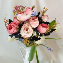 artsy Artificial Flowers for home decoration dry peony Flower bunch For room decor Pink Peony Artificial Flower image 4