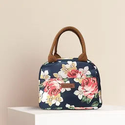 house of quirk Lunch Bag Tote Bag for Women Printed (Navy Rose Flower)-27.5x21.5x17CM Waterproof Lunch Bag-picture-14