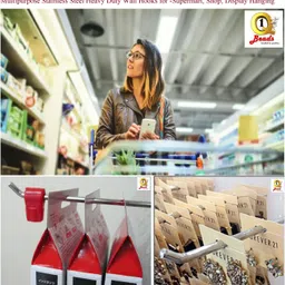 q1 beads 30 Pc 8 Inch Display Hook Wall Mount Hook Mobile Shop Boutique Clothes Supermart Steel Belt Pack of 30 Hangers For Belt image 5