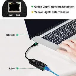 microware 1000 Mbps Gigabit Ethernet Adapter, USB 3.0 to LAN Adapter for windows, mac Lan Adapter image 3