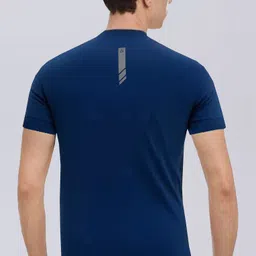 adrenex Men Solid Round Neck Polyester Blue T-Shirt image 3