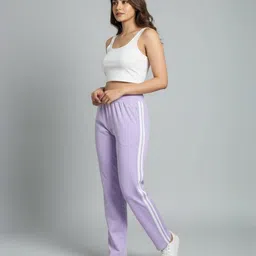 lyno Women Straight Fit Purple Lycra Blend Trousers image 3