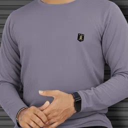 vebnor Men Solid Round Neck Polyester Grey T-Shirt image 1