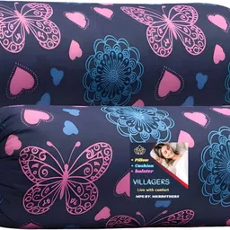 villagers Microfibre Bolster Pack of 2 Geometric Butterfly & Heart Print Design-picture-28
