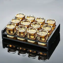 keitsi (Pack of 12) Italian Premium Square Design Heavy Base Shot Glass 70 ML Glass Set Whisky Glass-picture-11
