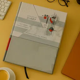 excel Executive Style Month Cut Hard Bound Diary with Sunday separate Pages Regular Diary 2026 Ruled (Cover Color may be Different) 365 Pages image 1